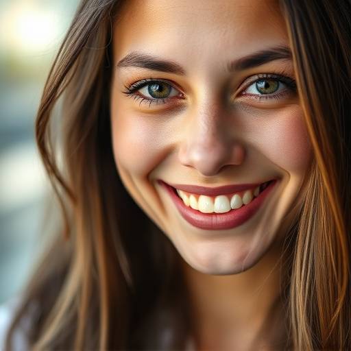 A close-up portrait of a young woman smiling, showcasing the clarity and detail of Stellaris Studios' portrait photography