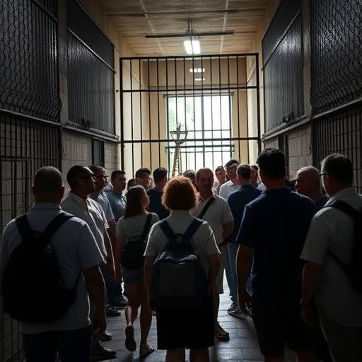 CellBlock Tours group photo inside the prison complex